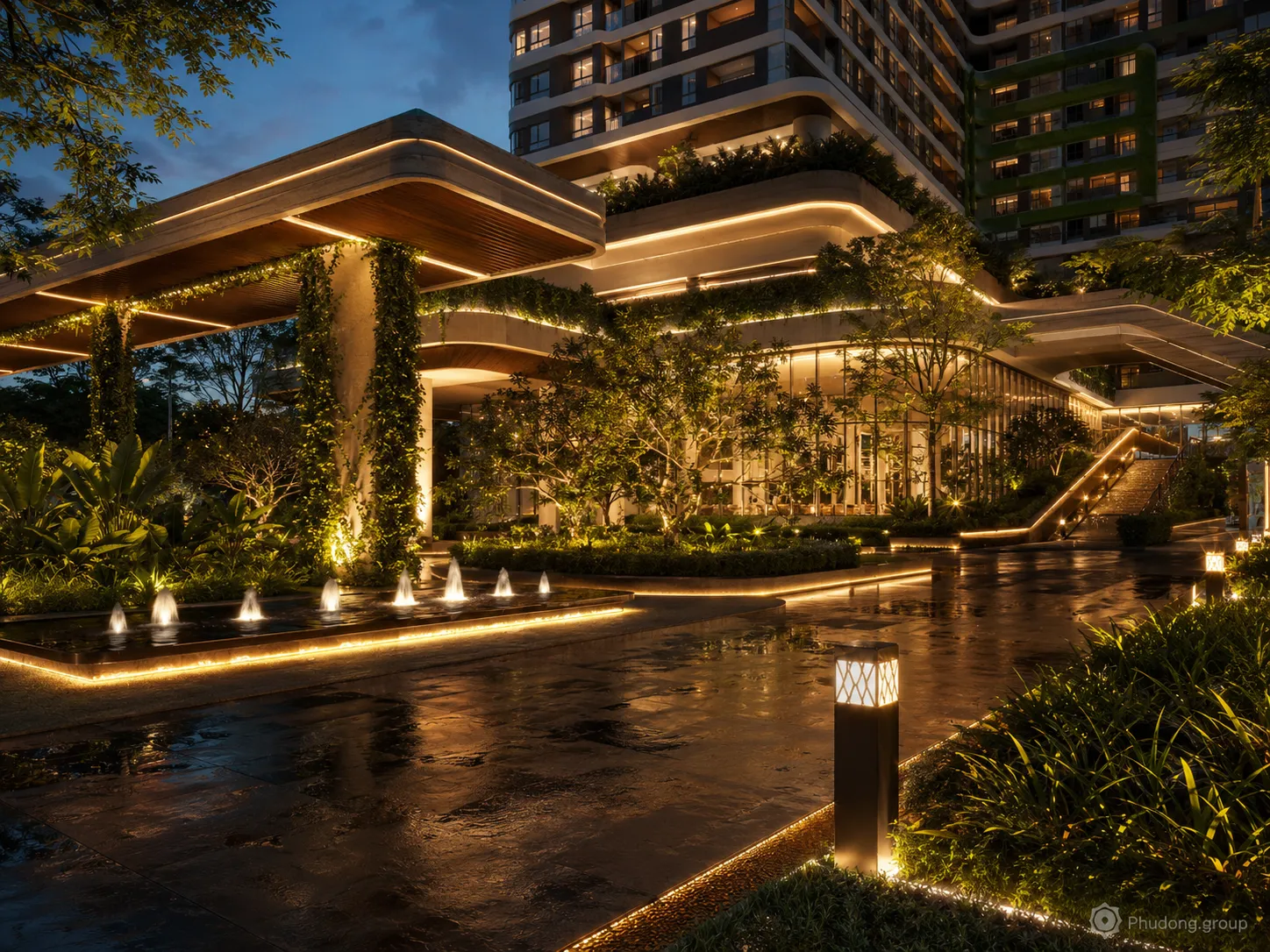 Phú Đông Skylight – không gian kiến trúc ban đêm